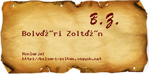 Bolvári Zoltán névjegykártya